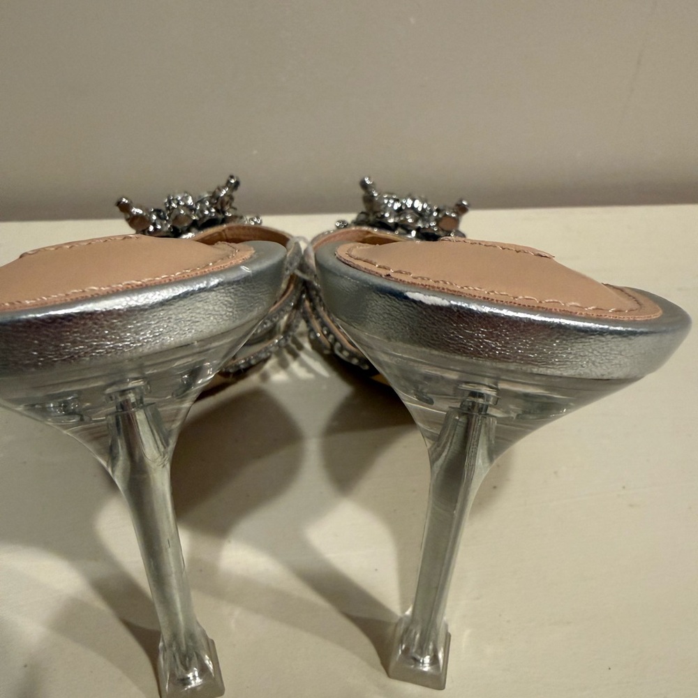 Steve Madden Women's Pamola Silver Rhinestone Embellished Heels - Picture 8 of 10